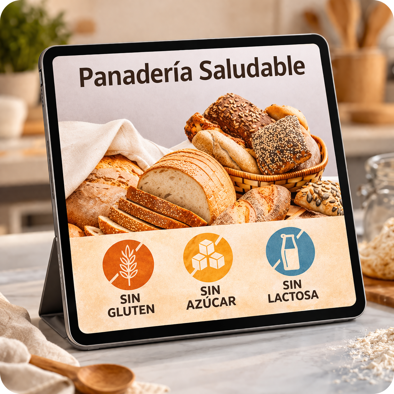 Panadería saludable sin gluten , sin azúcar y sin lactosa + 8 BONUS GRATIS